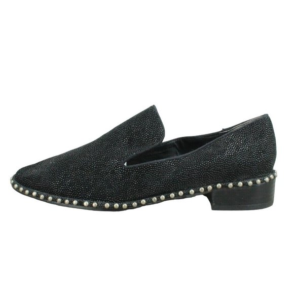 Adrianna Papell Shoes - Adrianna Papell Black Leather Studded Casual Loafer Shoes Size 10 M
